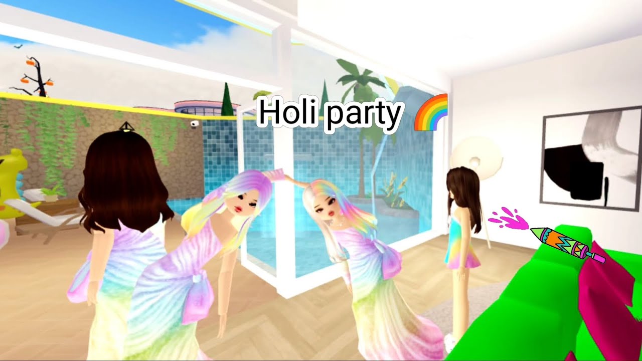 Holi party prepared by Aarohi and me 🎀#roblox #youtube#vlog #bestsister #viral #hoil 