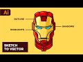 Adobe Illustrator Tutorial - Create Hero Character from Sketch to Vector (Iron Man)