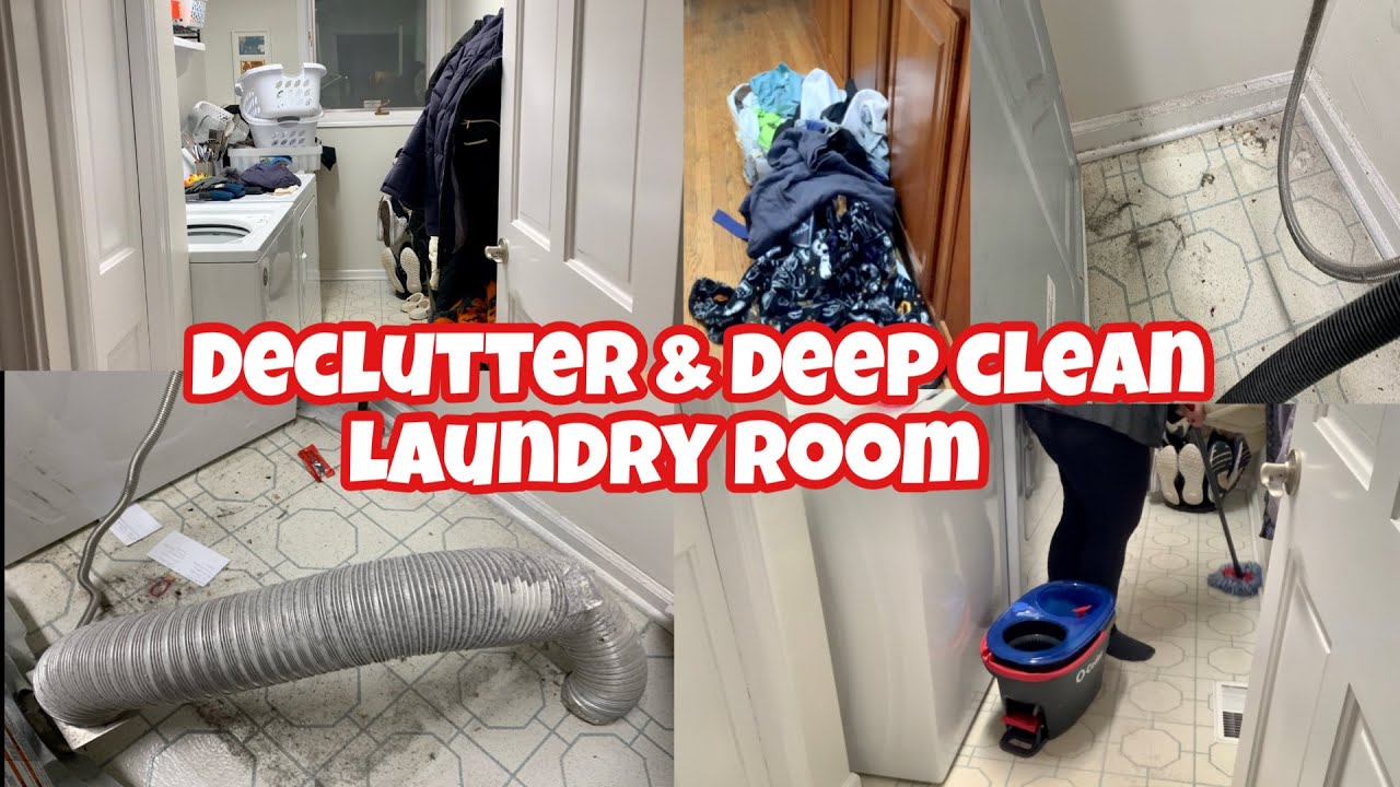 MAJOR LAUNDRY ROOM CLEAN & DECLUTTER/ this room needs a big deep clean! So much dirt, dust & clutter