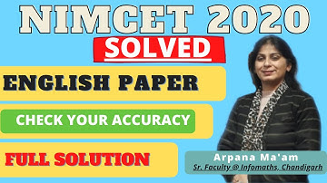 NIMCET 2020 ENGLISH SOLUTIONS|Fully Explained |Match The Correct Answers|