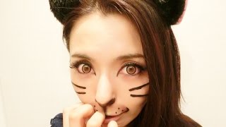 超簡単!100均で作ったハロウィンネコメイク / Cats make up tutorial easy Halloween 2015 by和希優美