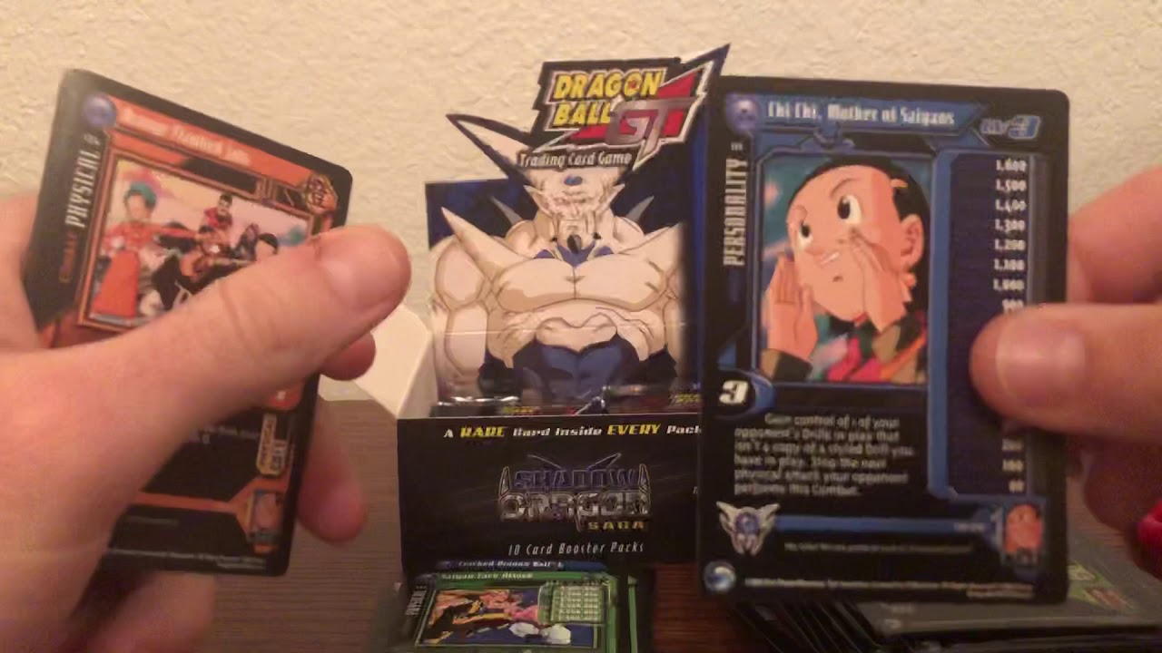 Unboxing a Dragon Ball Z GT CCG Shadow Dragon Booster Box Unlimited. Nice Foil Rare Pull!!