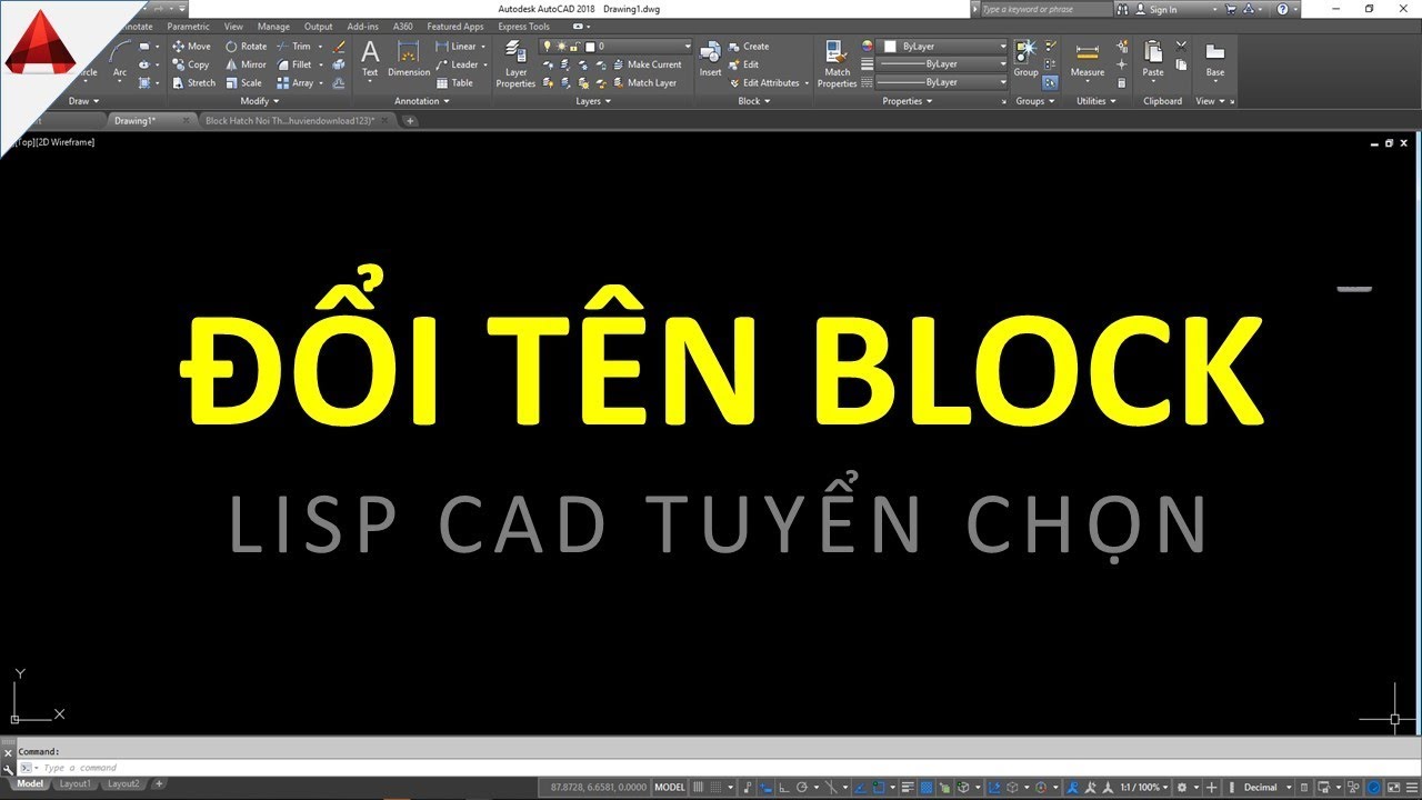 Lisp cad | ĐÔI TÊN BLOCK Autocad Nhanh Chóng Chỉ Trong... - youtube