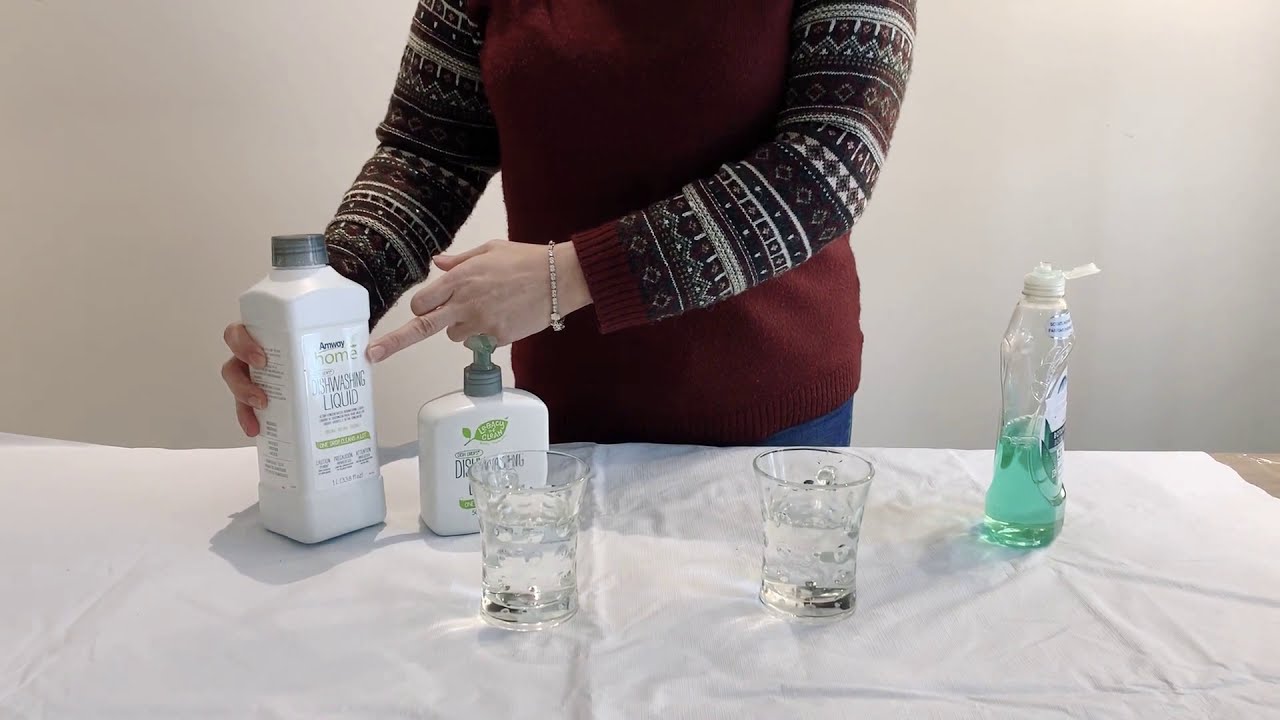 Dishwashing Liquid from Amway home demo/ مقايسه كيفيت مايع ظرفشويي