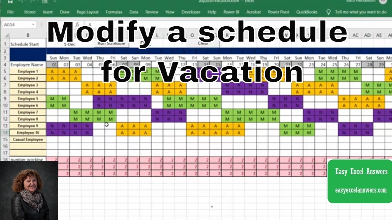 modify-a-schedule-automatically-for-vacation-in-excel-youtube