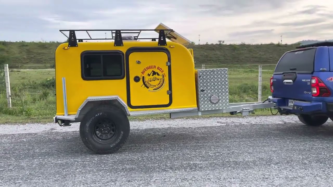 Walk around the Yellow AvengerBox (Off- Road) Mini Camper Trailer.