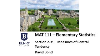 Section 2 - 3  Measures of Central Tendency