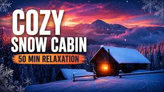 Snowy Cabin at Sunset ❄️ | Peaceful Falling Snow Ambience for Deep Sleep & Relaxation | 50 Min screenshot 4