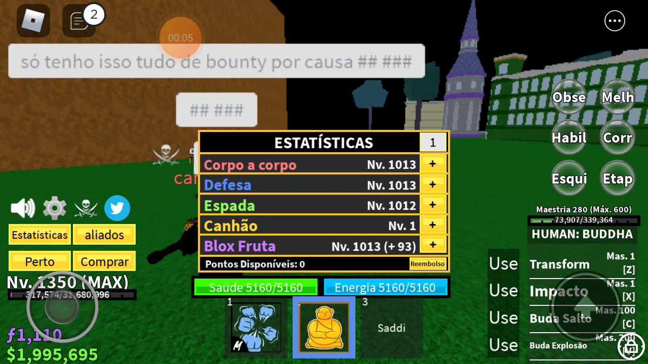 AS MELHORES ESTATISTICAS PARA BLOX FRUITS - MELHOR STATUS PARA O