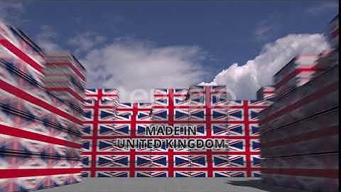 Many Containers with MADE IN UNITED KINGDOM Text and Flags | Motion Graphics - Envato elements