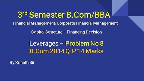 Financial Management - Calculation of EPS in Kannada PART 8 - B..COM 2014 Q.P 14 MARKS By Srinath