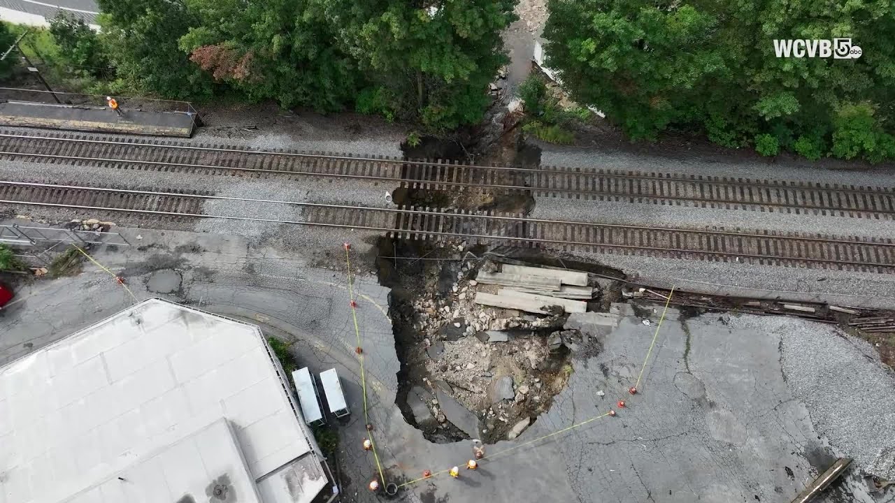 Drone video shows extent of Mass. flash flooding damage - YouTube