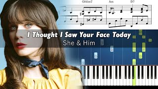 She & Him - I Thought I Saw Your Face Today - Piano Tutorial with Sheet Music