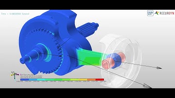 Detail of stresses over a crankshaft mechanisms fully assembled by contacts and driven by combustion