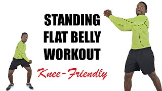 30 Min STANDING FLAT BELLY WORKOUTNo Jumping Belly Fat WorkoutKneeFriendly