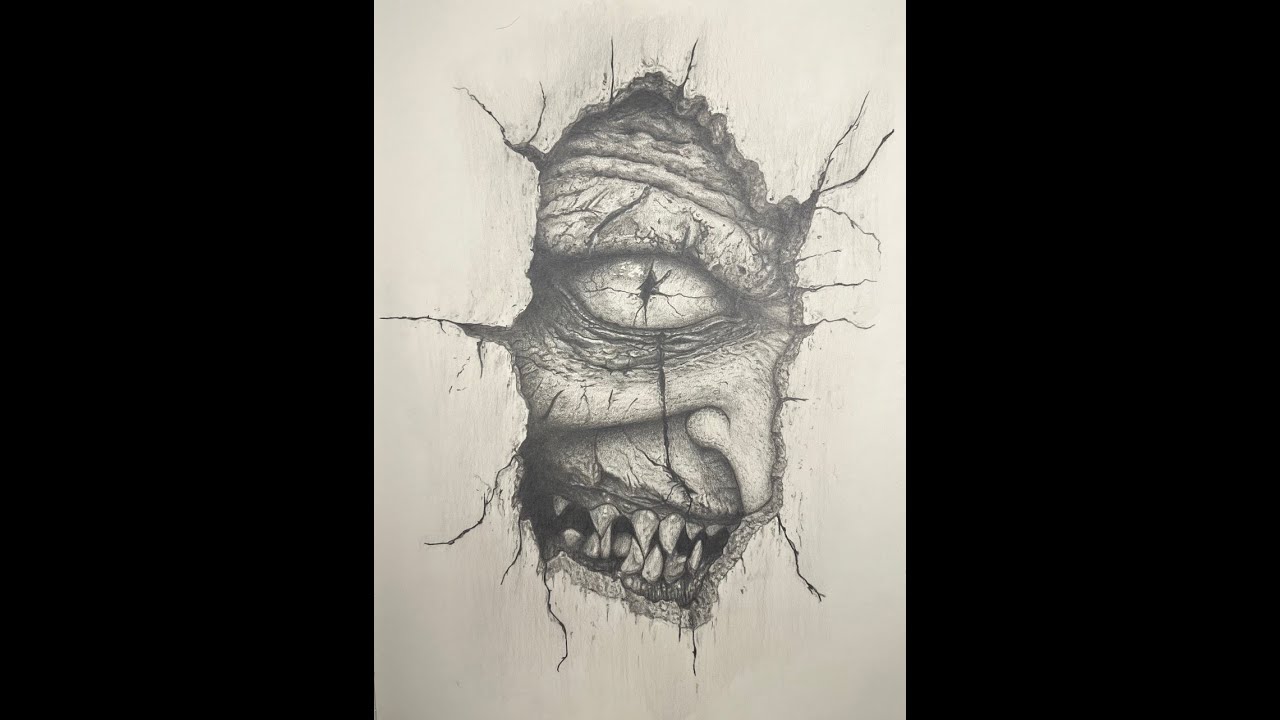 Realistic Creepy Monster Face - Pencil Drawing Timelapse
