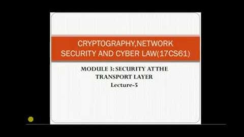 Module 3 Security at the transport layer part 1