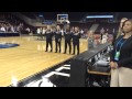 Audra singing the National Anthem at the NCAA Elite 8 womens Basketball Game at Erie Insurance Arena