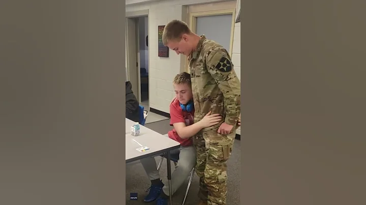 Soldier surprises little brother after 3 years overseas | Militarykind #shorts