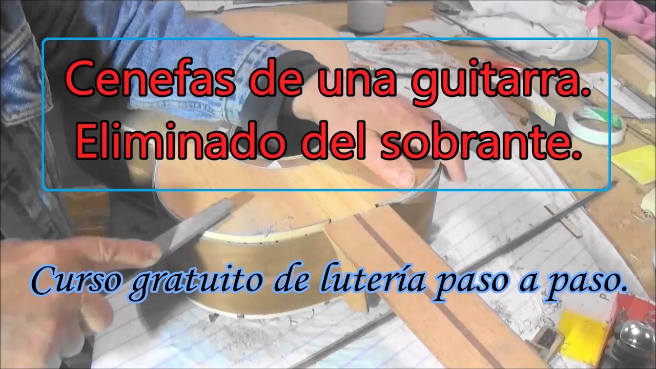 Cenefas de una guitarra. Rebajado del sobrante. Nuevo paso 81 del libro gratuito.