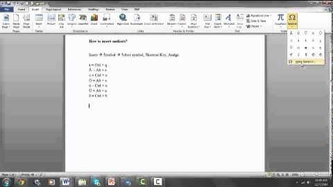 How to insert umlauts in German