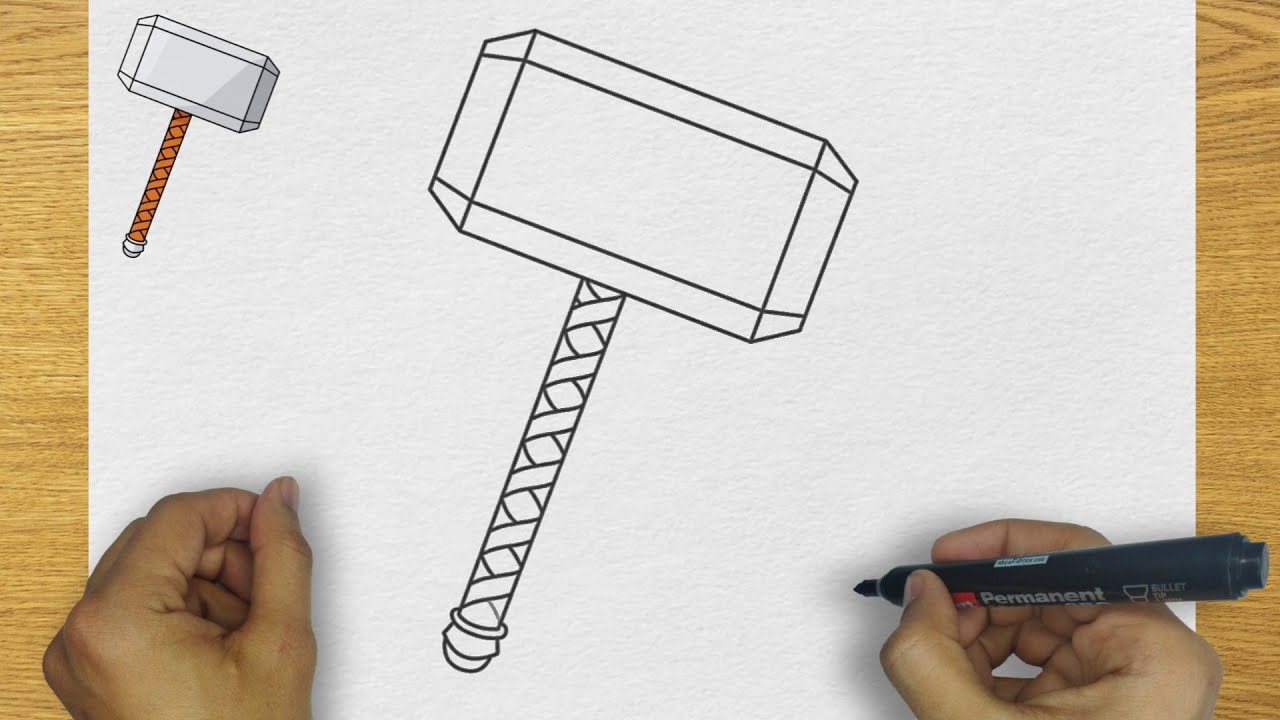 HOW TO DRAW THOR HAMMER STEP BY STEP | HOW TO DRAW EASY - YouTube