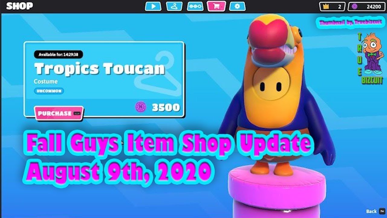 *New* Fall Guys - Item Shop 8/9/2020  (NEW TROPICS TOUCAN SKIN & EPIC FAIRYCORN COLOR)
