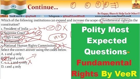 Polity Most Expected Questions for Exams- UPSC/PSC/SSC/IBPS (Fundamental Rights) By VeeR