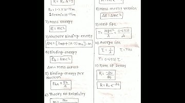 NUCLEI CLASS 12 PHYSICS FORMULA NOTES🔯🔯