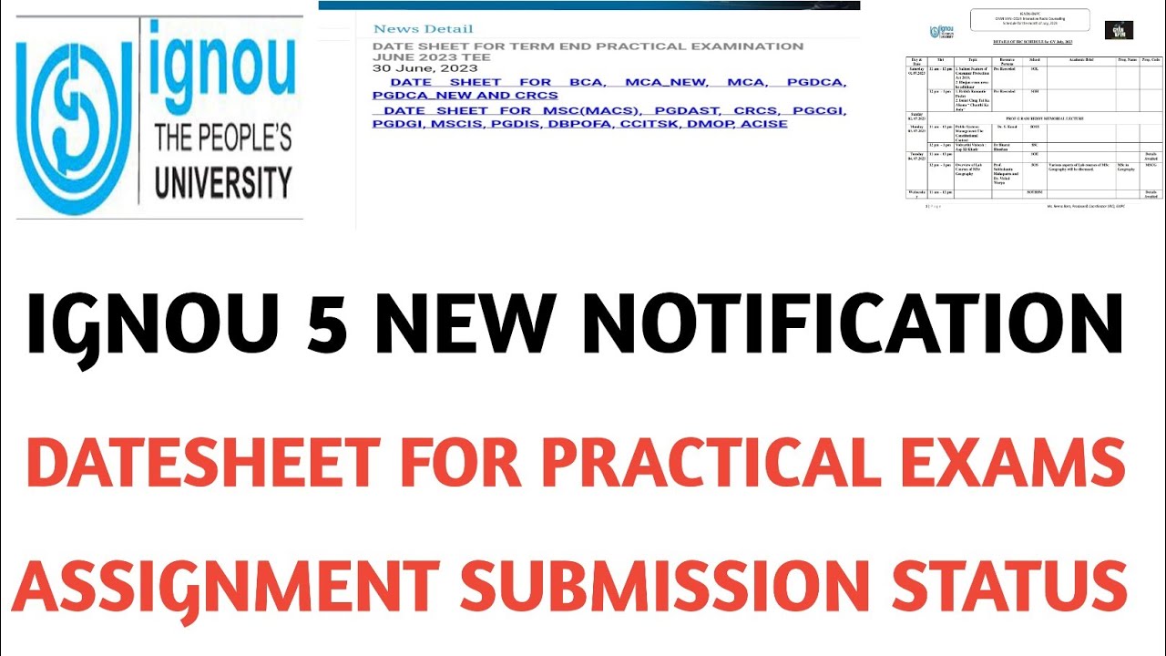 IGNOU 5 NEW NOTIFICATION ASSIGNMENT SUBMISSION STATUS FOR JUNE EXAMS ...