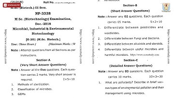 MSC 3RD SEM BT MICROBIAL INDUSTRIAL AND ENVIRONMENTAL BIOTECHNOLOGY NP DEC 2018 | CCSU