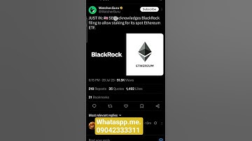 SEC acknowledges BlackRock filing to allow staking for its spot Ethereum ETF. #ethereum