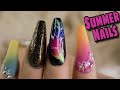 NEON FEATHER NAILS | Gel Polish Ombre, Nail Art & Bling Nail Tutorial