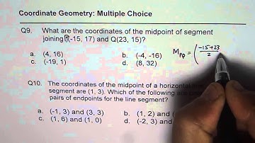 9 Midpoint of Line Segment Multiple Choice