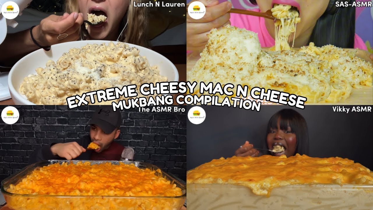 ASMR | EXTREME CHEESY MAC N CHEESE MUKBANG COMPILATION |