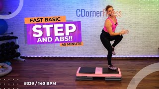 30-Minute Fast-Paced Step Aerobics Cardio & 15-Minute Abs - Core Workout!