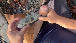Flint Knapping Kineo Rhyolite Knife Blades from MAINE WILDERNESS ADVENTURE CAMPING VLOG