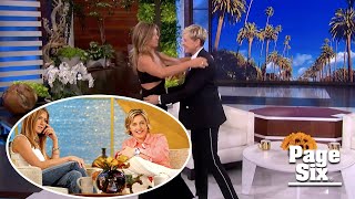 Jennifer Aniston jokes about Brad Pitt divorce, therapy in ‘Ellen’ farewell |Page Six Celebrity News