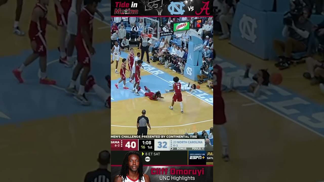 Cliff Omoruyi's Biggest Slams & Blocks vs North Carolina | Alabama | 2024 CBB