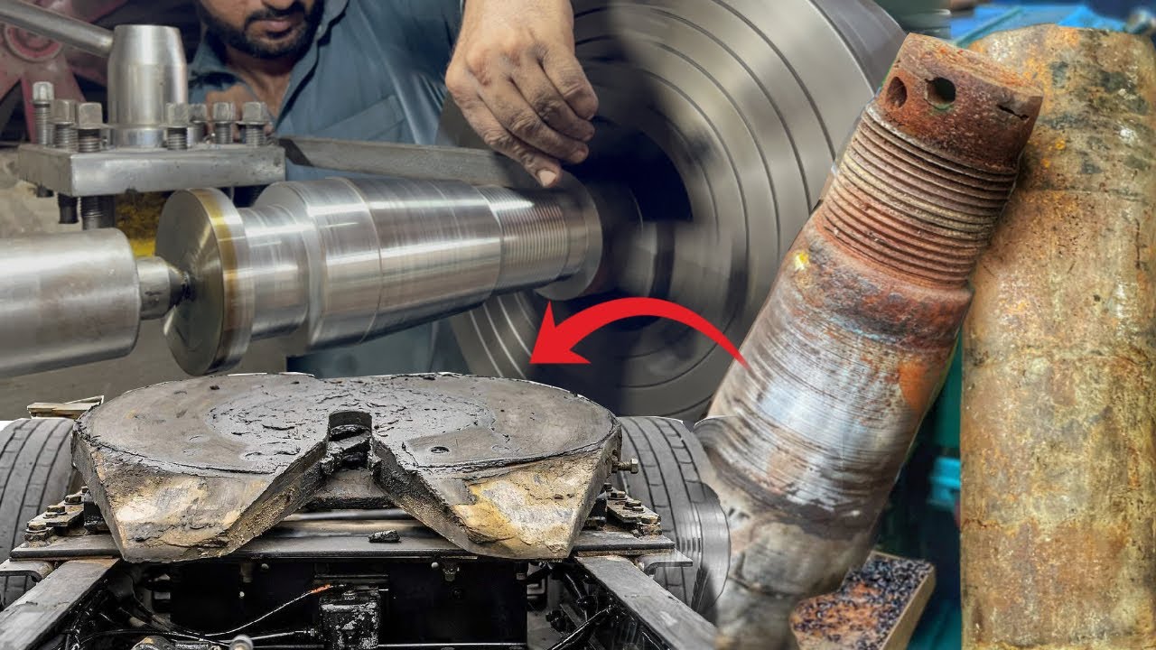How Ingenious Guy Made Truck Trailer Fifth Wheel King Pin From Old & Rusted Iron Round Bar