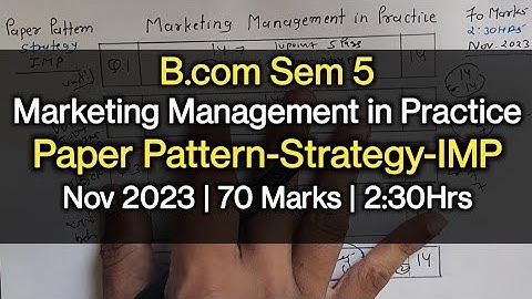 Marketing Management in Practice | Paper Pattern-Strategy-IMP | B.com Sem 5 | Nov 2023