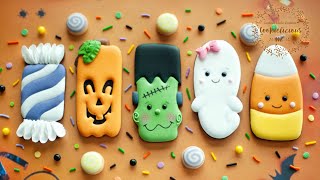 How to decorate tall &amp; cute HALLOWEEN COOKIE SET ~ 5 SIMPLE &amp; EASY DESIGNS!