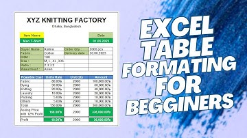 Excel Table Formatting | Simple garments costing sheet in excel?