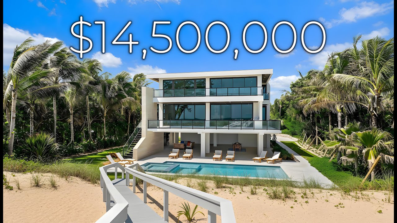 Внутри НОВЕЙШЕГО дома стоимостью 14 500 000 долларов на берегу океана на острове Юпитер в Южной Ф...