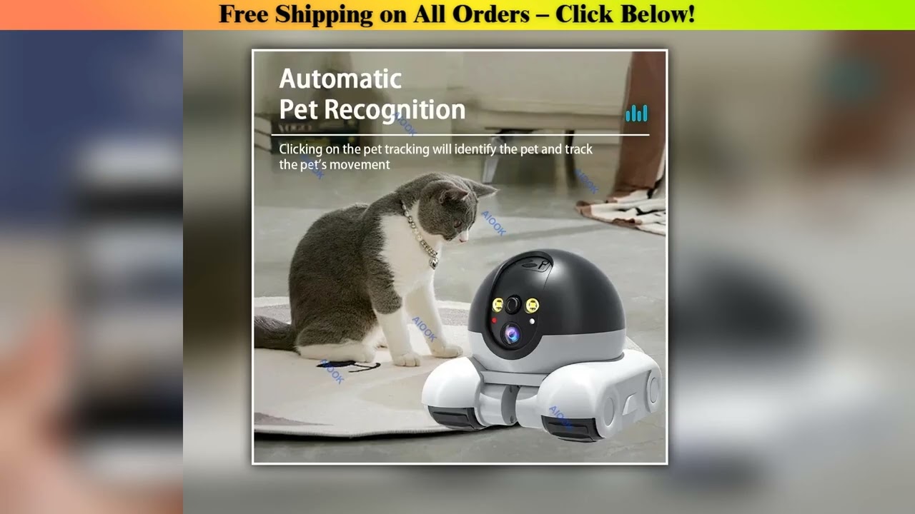 AIOOK Pet Mobile Camera HD 8MP 4K WIFI IP CCTV Baby Home Security Camera 2 Way Audio Intercom