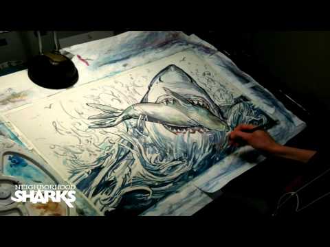 Shark Attacks Seal-Time Lapse Drawing Video-NEIGHBORHOOD SHARKS