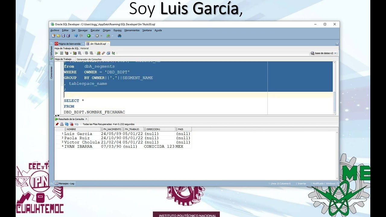 Calcular tamaño de una tabla en Oracle