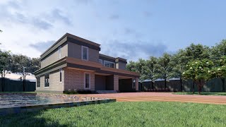 House Modern Archicad 19 Sketch up 2017 Escape 2,3,4 Rendering