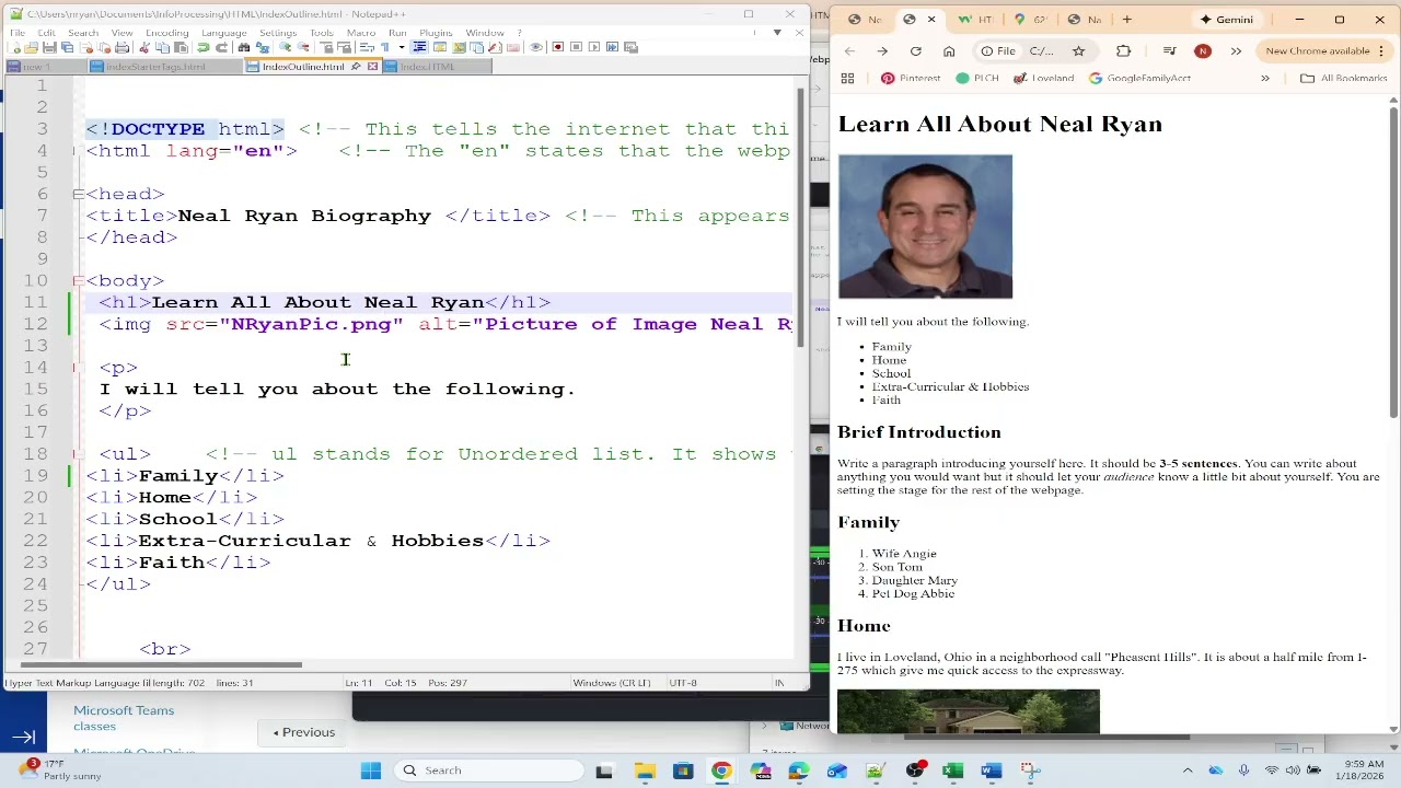 Webpage Part2. This video shows the starter HTML tags needed to create a webpage