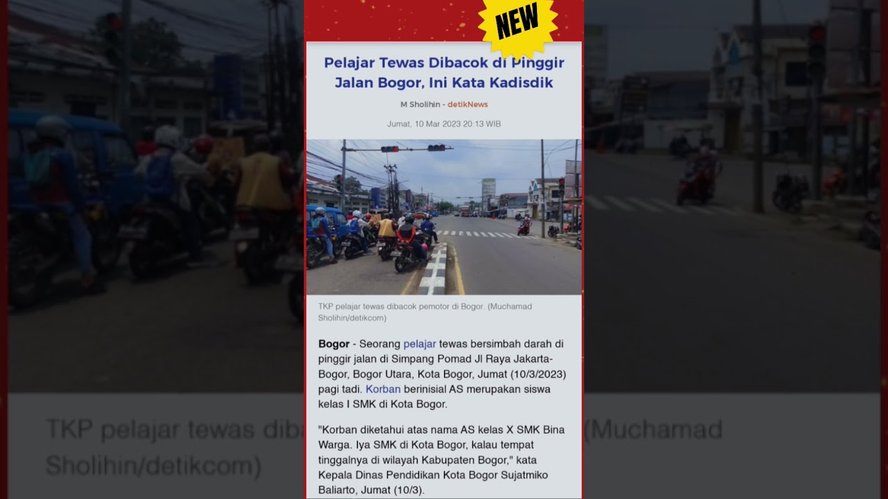 Pelajar Tewas Dibacok di Pinggir  Jalan 